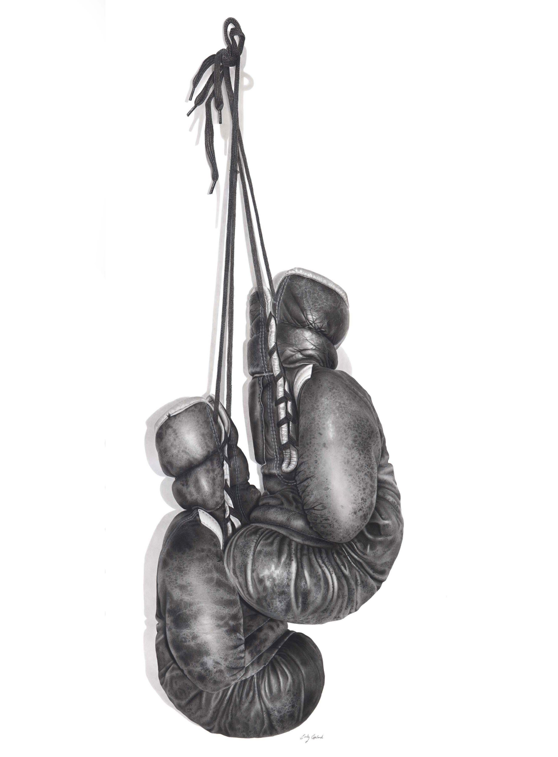 boxing gloves drawing black and white